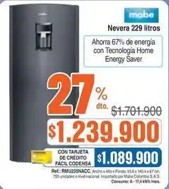Alkosto Mabe - nevera 229 litros rmu235nacc oferta