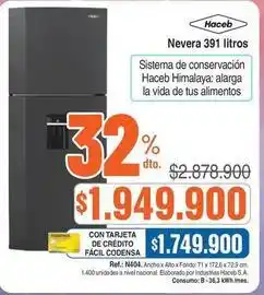 Alkosto Haceb - nevera 391 litros oferta
