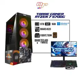 Falabella PC GAMER RYZEN 7 5700G - 16GB - 1.5TB - BOARD A520 - 750W - COMBO 2 EN 1 - OBSEQUIO MONITOR 27 180HZ oferta