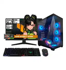 Falabella PC GAMER RYZEN 7 8700F 16GB RAM 1TB SSD RTX 3050 + MONITOR 24'' oferta