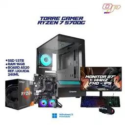 Falabella PC GAMER RYZEN 7 5700G + MONITOR 27 FHD 144HZ - REF. LIQUIDA - RAM 16GB SSD 1.5TB- CHASIS NOVA RGB oferta
