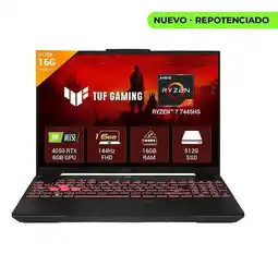 Falabella Portatil Gamer A16 TUF 16 AMD Ryzen 7 7445HS RAM 16GB / 512GB SSD NVIDIA RTX 4050 6GB oferta