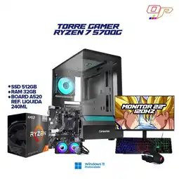 Falabella PC GAMER RYZEN 7 5700G + MONITOR 22 FHD 120HZ - REF. LIQUIDA - RAM 32GB SSD 512GB - CHASIS NOVA RGB oferta