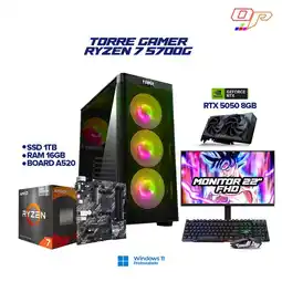 Falabella PC Gamer Ryzen 7 5700G + RTX 5050 8GB - 16GB RAM - 1TB + Monitor 22 100Hz oferta