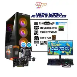 Falabella PC GAMER R5 5500X3D + RTX 5060 / BOARD B550 W+BT / RAM 32GB / SSD 512GB / 700W + Monitor 24 120Hz oferta