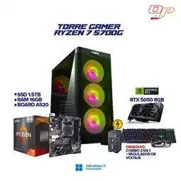 Falabella PC Gamer Ryzen 7 5700G + RTX5050 8GB - 16GB RAM - 1.5TB - Alto Rendimiento para Gaming y Streaming oferta