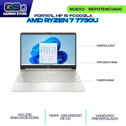 Falabella PORTATIL AMD RYZEN 7 7730U 15.6 FHD / RAM 24GB DDR4 3200MHZ/ SSD M.2 2TB (15-FC0012LA) oferta