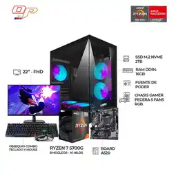Falabella PC GAMER RYZEN 7 5700G/ MONITOR 22 FHD/ CHASIS PECERA 5 FANS/ RAM 16GB / 2TB oferta
