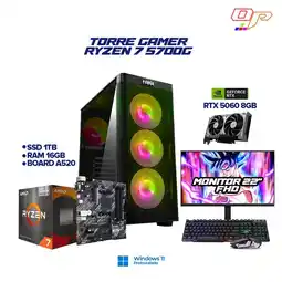 Falabella PC Gamer Ryzen 7 5700G + RTX 5060 8GB - 16GB RAM - 1TB + Monitor 22 100Hz oferta