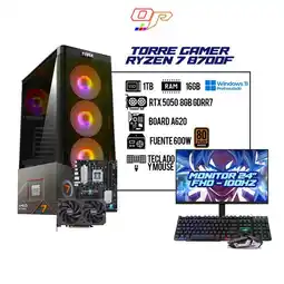 Falabella Pc Gamer Ryzen 7 8700F - RTX 5050 8GB - Board A620 - 700W 80+ - Monitor 24" 100Hz - 16GB - 1TB oferta