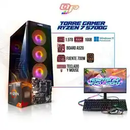 Falabella PC Gamer Ryzen 5 5700G - 16GB RAM - 1.5TB SSD + Monitor 24 120Hz Tu Mejor Elección Para Gaming oferta
