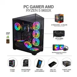 Falabella PC GAMER RYZEN 5 9600X - RTX 5060 - REF. LIQUIDA 240ML - RAM 16GB SSD 1TB M.2 - BOARD B650 WIFI oferta