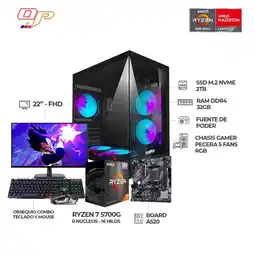 Falabella PC GAMER RYZEN 7 5700G/ MONITOR 22 FHD/ CHASIS PECERA 5 FANS/ RAM 32GB SSD 2TB oferta