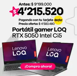 Éxito Lenovo portátil gamer loq rtx 5050 intel ci5 oferta