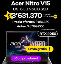 Éxito Acer nitro v15 oferta
