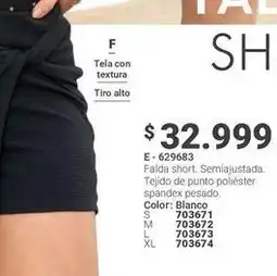 Carmel Textura - falda short. semiajustada. tejido de punto poliéster spandex pesado oferta