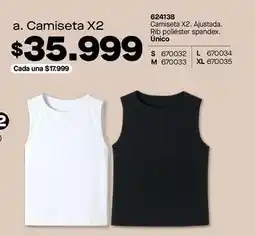 Carmel Camiseta x2. ajustada. rib poliéster spandex. único oferta