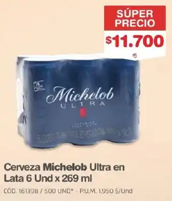 Michelob cerveza ultra en lata