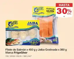 Makro Frigogher filete de salmón x 450 g y jaiba gratinada oferta