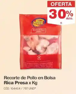 Makro Rica presa recorte de pollo en bolsa oferta