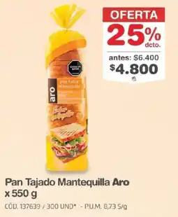 Makro Aro pan tajado mantequilla oferta
