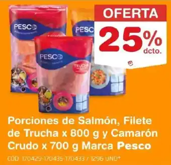 Pesco porciones de salmón, filete de trucha