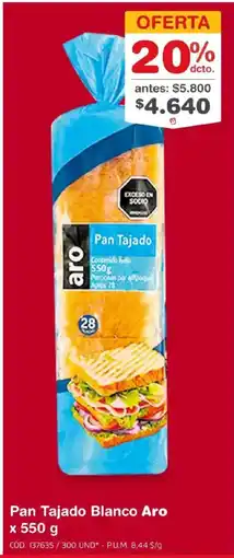 Makro Aro pan tajado blanco oferta