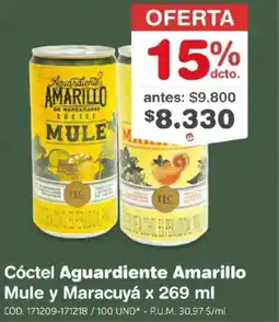 Makro Aguardiente amarillo cóctel mule y maracuyá oferta