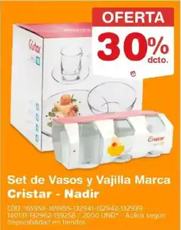 Makro Cristar - nadir set de vasos y vajilla oferta