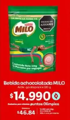 Olímpica Milo activ-go bebida achocolatada doypack oferta