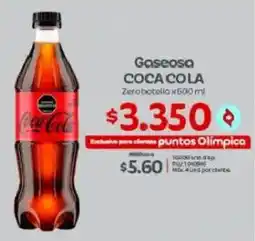 Olímpica Coca cola gaseosa zerobotello oferta