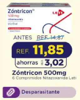 FarmaTodo Zóntricon 6 Comprimidos Nitazoxanida Leti oferta