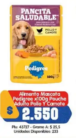 Surtifamiliar Alimento Mascota Pedigree Pouche Adulto Pollo Y Camote oferta