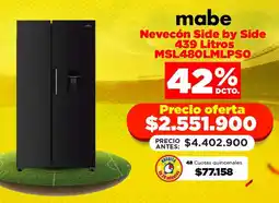 Alkomprar mabe Nevecón Side by Sidemobe MSL480LMLPSO oferta