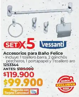 Easy SETX5 Vessanti Accesorios para Baño Felice oferta