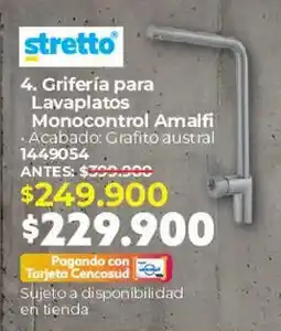 Easy stretto Grifería para Lavaplatos Monocontrol Amalfi oferta