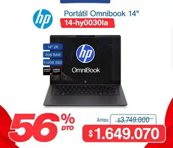 Hp Portátil Omnibook 14" 14-hy0030la