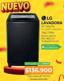 Full Hogar LG LAVADORA WT13NVTB oferta