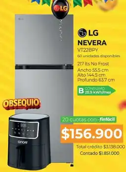Full Hogar LG NEVERA VT22BPY oferta