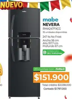 Full Hogar mabe NEVERA RMA247FXCG oferta