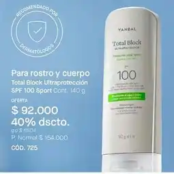 Yanbal Yanbal - total block ultraprotección spf 100 sport oferta