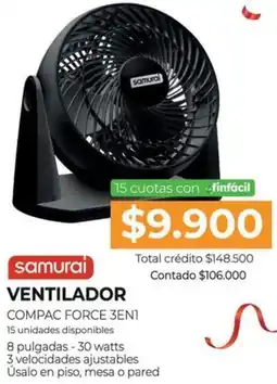 Full Hogar samurai VENTILADOR COMPAC FORCE 3EN1 oferta