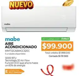 Full Hogar mabe AIRE ACONDICIONADO MMT12CABWCC32EC oferta