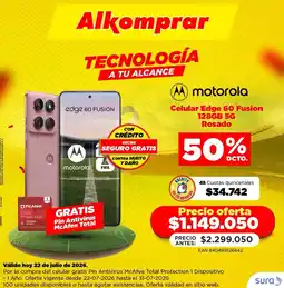 Alkomprar motorola celular edge 60 fusion 128gb 5g rosado oferta