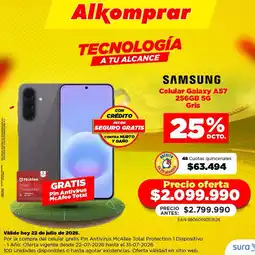 Alkomprar Samsung Celular Galaxy A57 256GB 5G Gris oferta