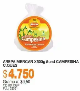 Mercar Mercar arepa campesina rellena de queso oferta
