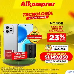 Alkomprar Honor celular X8d 512gb 4g gris + parlante oferta