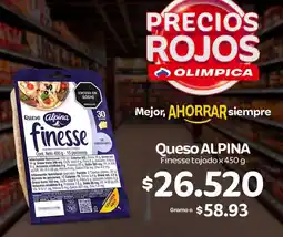 Olímpica Alpina queso finesse tajado oferta