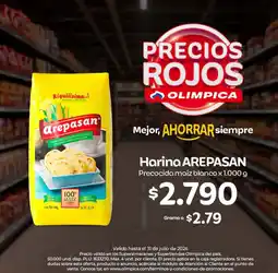 Olímpica Arepasan harina precocida maiz blanco oferta