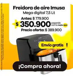 Éxito Imusa freidora de aire mega digital 7,5 lt oferta